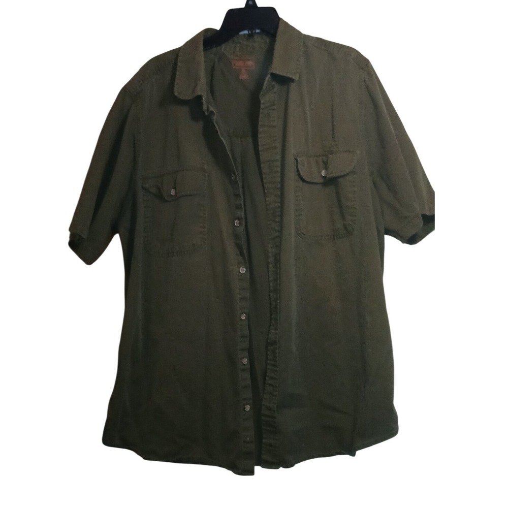 Boulder Creek Mens XL Tall Olive Green Short Sleeve Button Down Utility Shirt